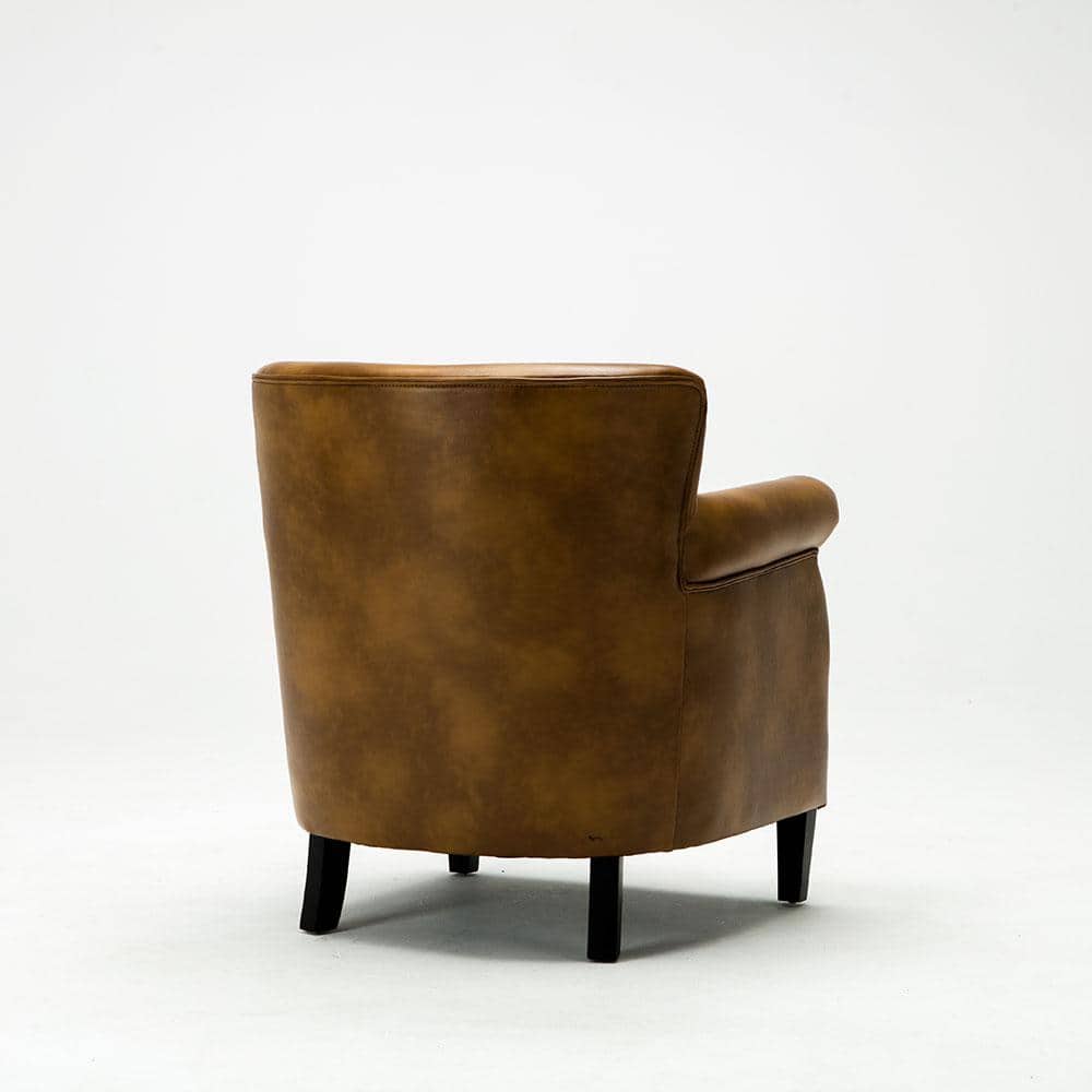 Traditional Holly Red Leather Gel Club Chair with Wood Accents