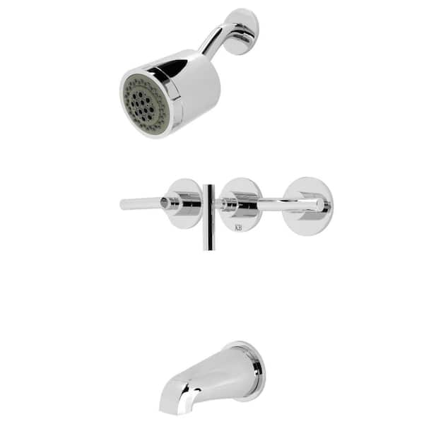 Kingston Brass Manhattan Triple Handle 2-Spray Tub and Shower Faucet 2 GPM with Corrosion Resistant in. Polished Chrome