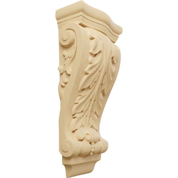 3-1/8 in. x 6-1/4 in. x 13-1/2 in. Unfinished Wood Alder Medium Farmingdale Acanthus Pilaster Corbel