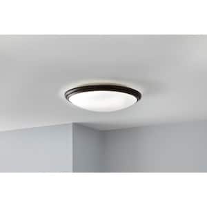 12 in. Light Brushed Nickel and Oil-Rubbed Bronze Adjustable CCT Integrated LED Flush Mount with Interchangeable Trim