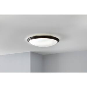 12 in. Brushed Nickel and Oil-Rubbed Bronze Selectable Integrated LED Flush Mount with Interchangeable Trim