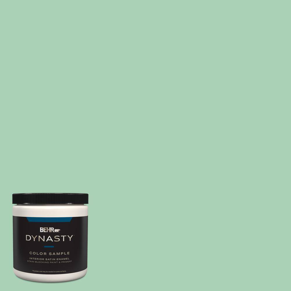 BEHR DYNASTY 8 oz. #460D-4 Aloe Essence Satin Enamel Stain-Blocking ...