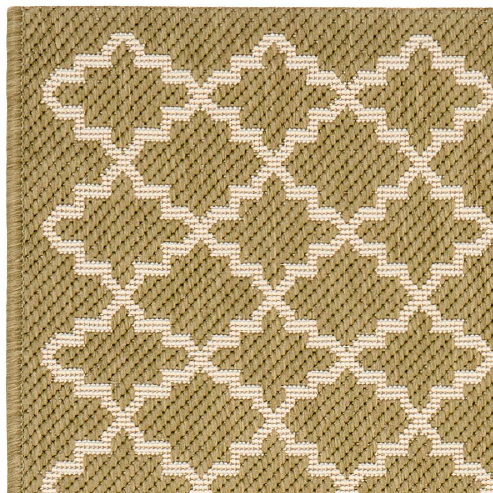 Green and Beige Polypropylene Indoor/Outdoor Rug, 2'-3" x 6'-7"