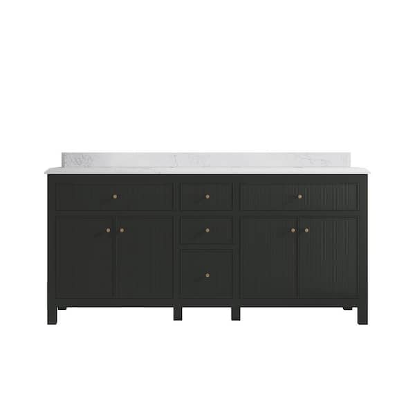 Willow Collections Sonoma 72 in. W x 22 in. D x 36 in. H Double Sink Bath Vanity in Black Top with 1.5 in. Empira Qt. Top