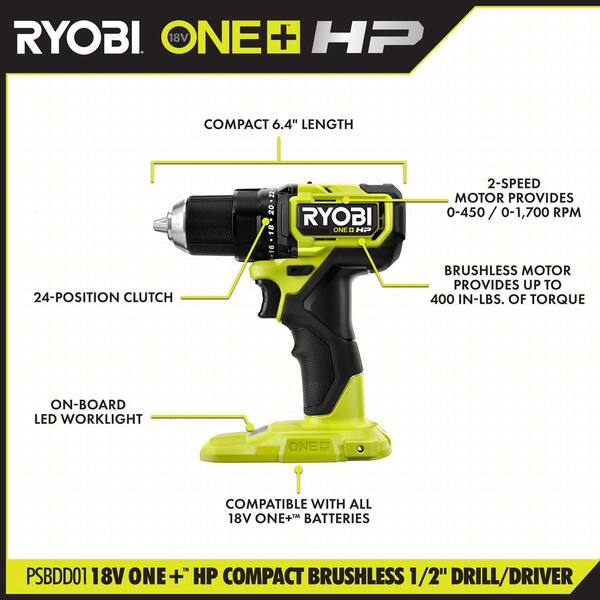RYOBI Drill screwdriver 12 V 2 speeds 30 Nm 24 positions drill