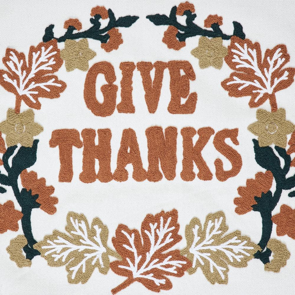 18x18 Wheat Plaid Embroidered Thanksgiving Pillow
