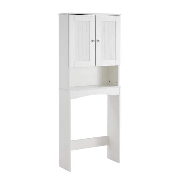 Unbranded 7.9 in. W x 77 in. H x 25 in. D Matte White MDF Board Wall Mount Over-the-Toilet Storage Space Saver Bathroom Shelf