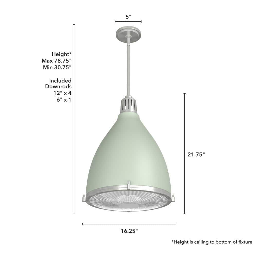 Soft Sage Brushed Nickel 16'' LED Glass Pendant Light