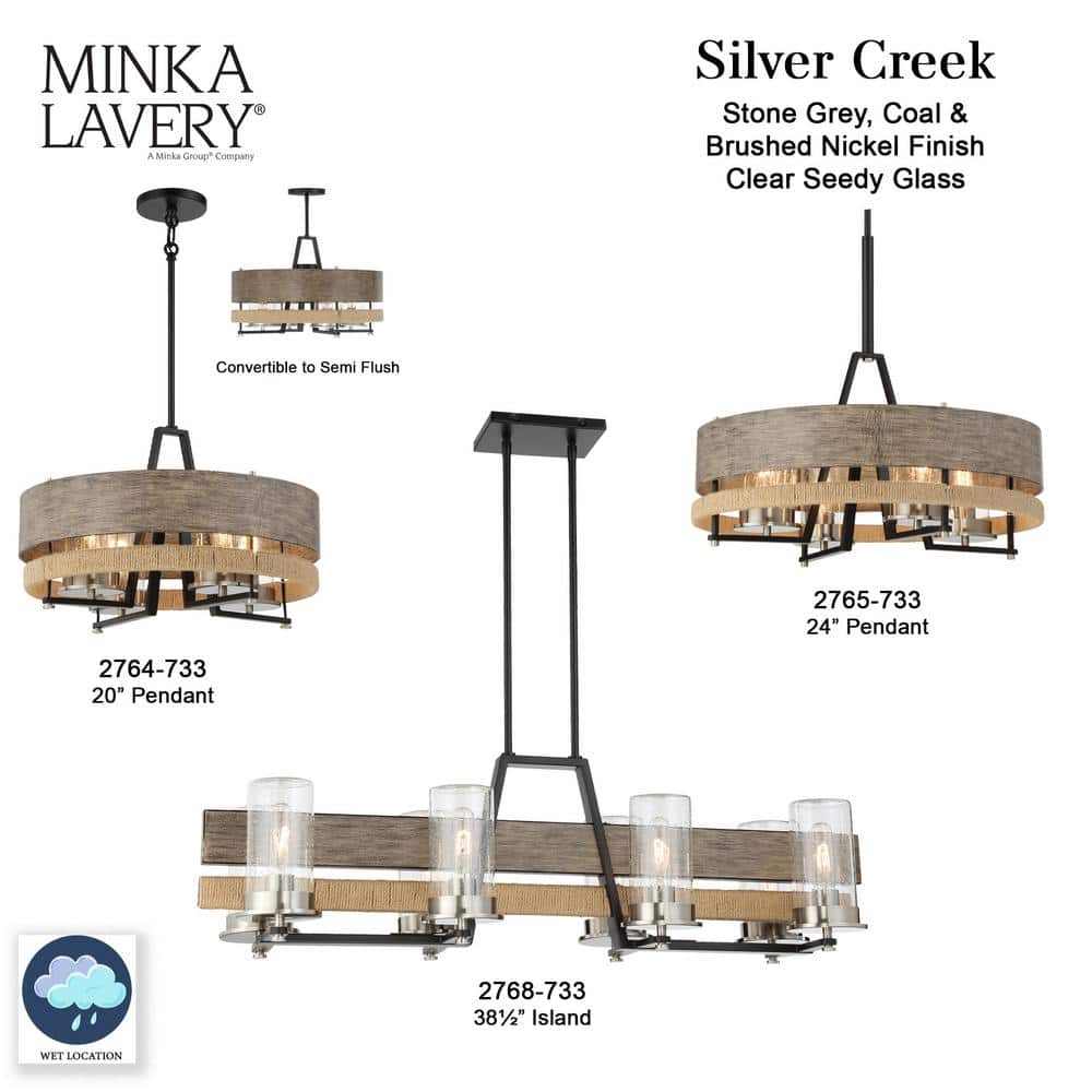 Silver Creek 8-Light Brushed Nickel and Glass Island Chandelier