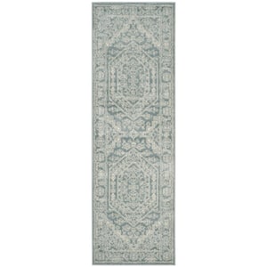 Adirondack Slate/Ivory 3 ft. x 18 ft. Border Runner Rug