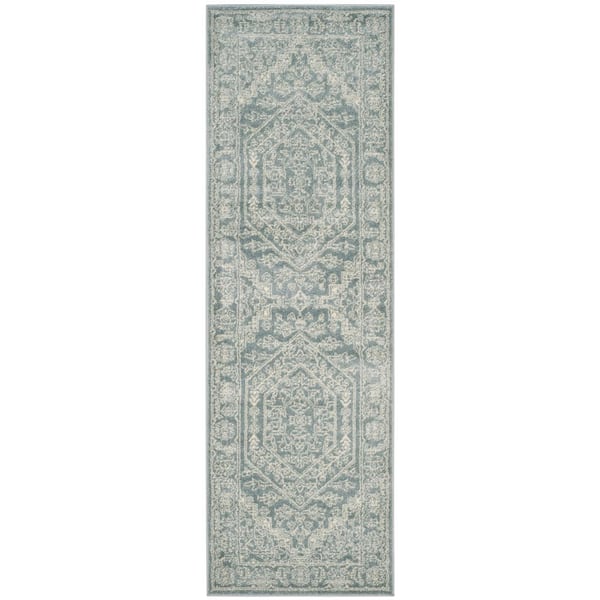 SAFAVIEH Adirondack Slate/Ivory 3 ft. x 18 ft. Border Runner Rug