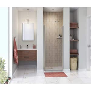 Manhattan 31 in. to 33 in. W x 68 in. H Pivot Shower Door with Clear Glass in Brushed Nickel