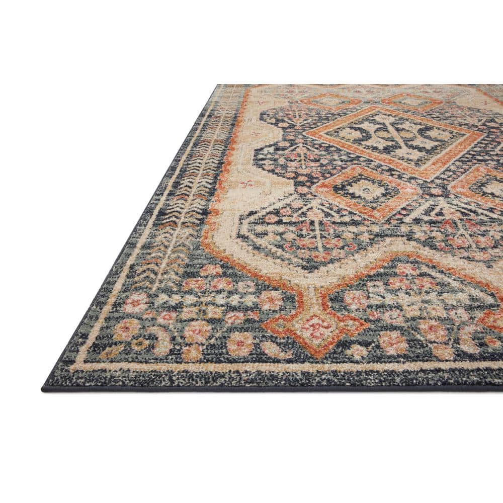 Jocelyn Navy and Rust Hand-knotted Rectangular Synthetic Rug