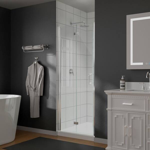 LTMATE 30 in. W x 72 in. H Bi-Fold Frameless Shower Door in Chrome Finish with Clear Glass