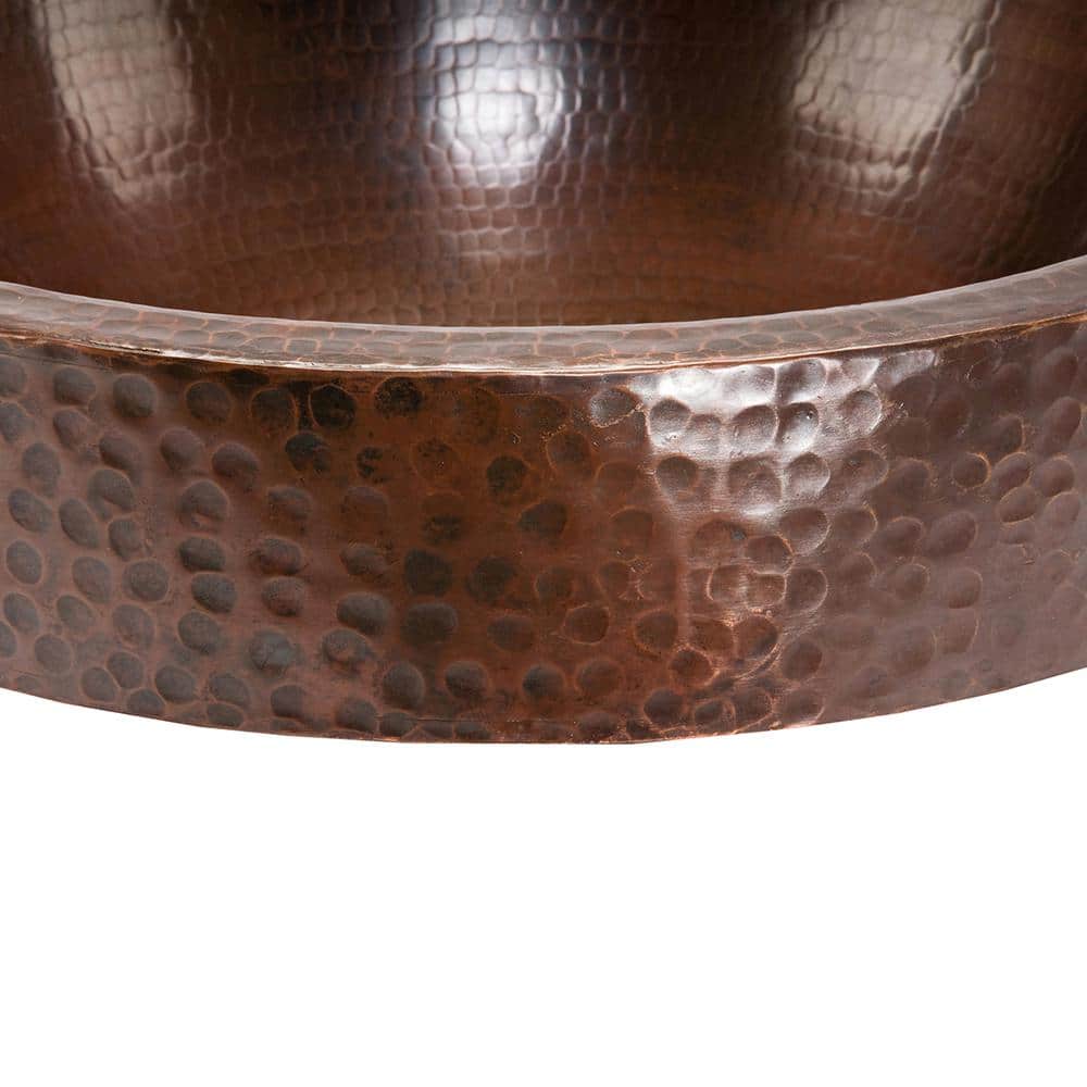 18" Oval Hammered Copper Vessel Sink in Oil Rubbed Bronze