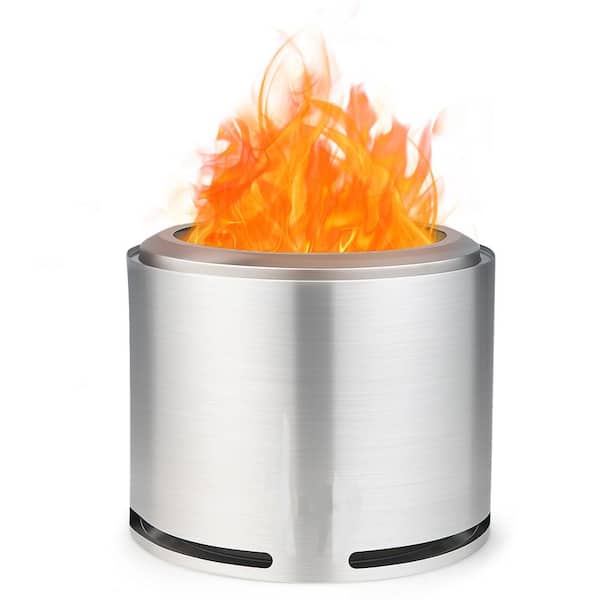 HONEY JOY 18.5 in. Portable Metal Smokeless Fire Pit with Double-Wall Design Waterproof Cover and Windproof Hoop