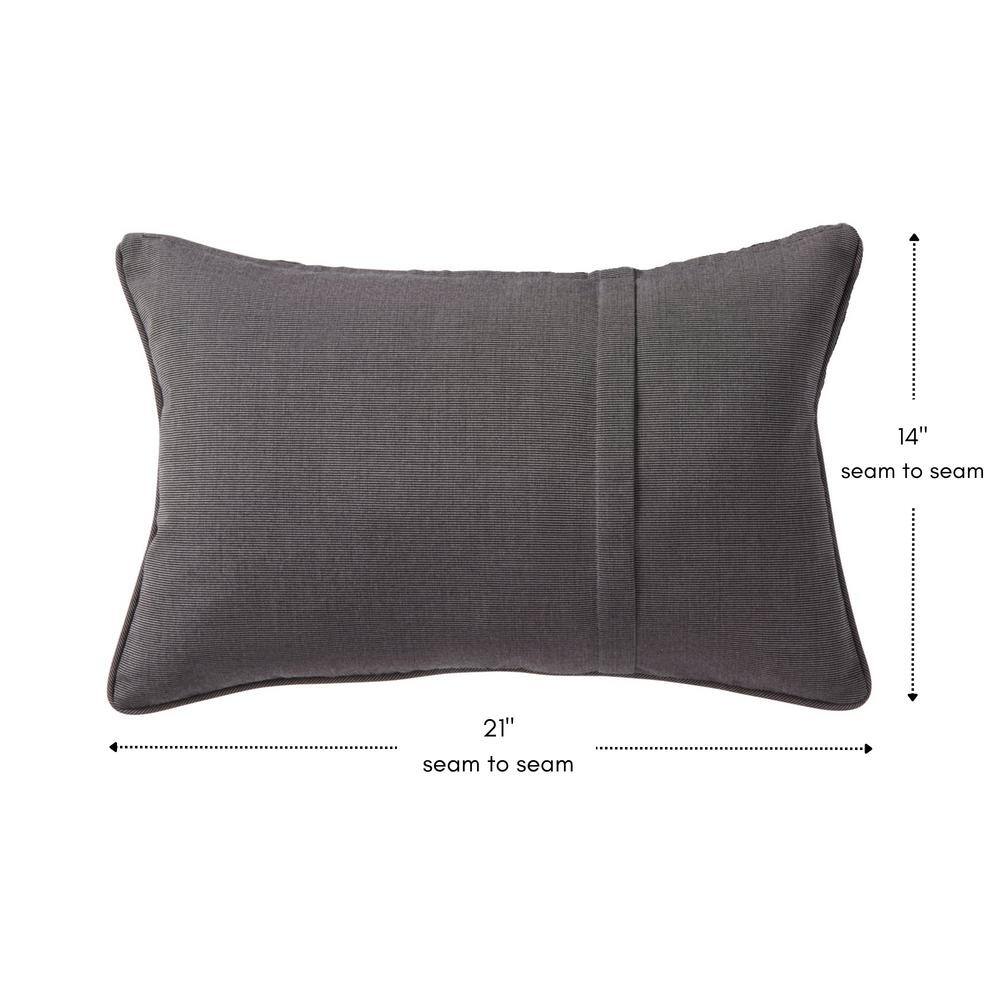 Coal Sunbrella Pleated Outdoor Throw Pillow Set, 21x14"