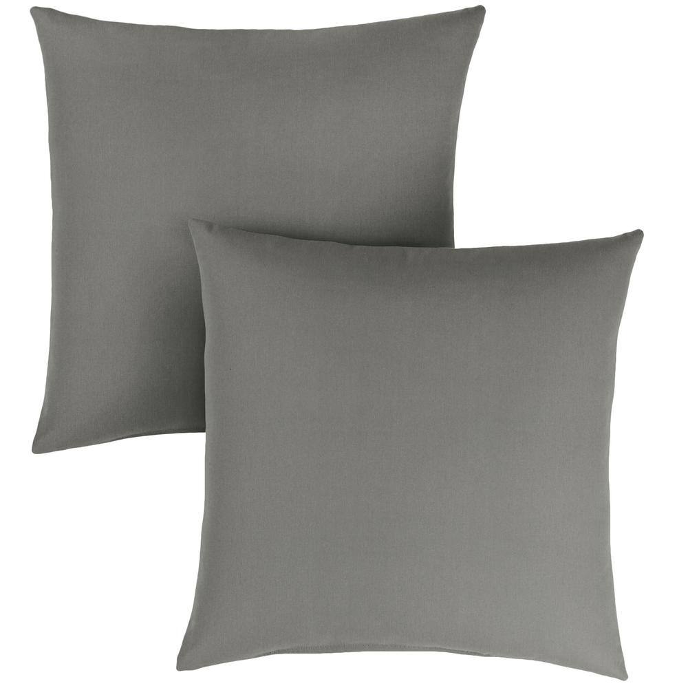SORRA HOME Sunbrella Canvas Charcoal Outdoor Knife Edge Throw Pillows