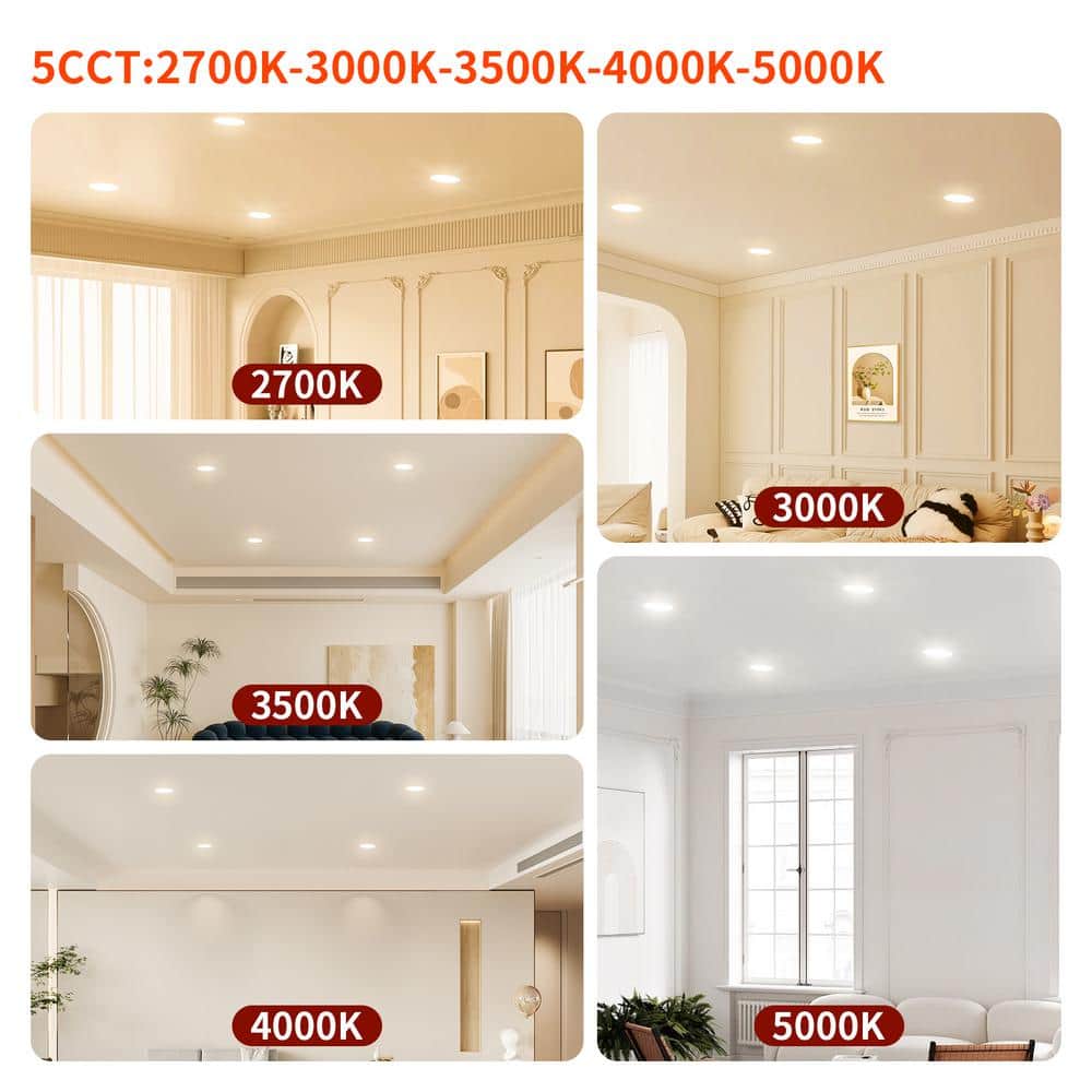 6-Inch White Ultra-Thin Dimmable LED Recessed Lights, 12-Pack