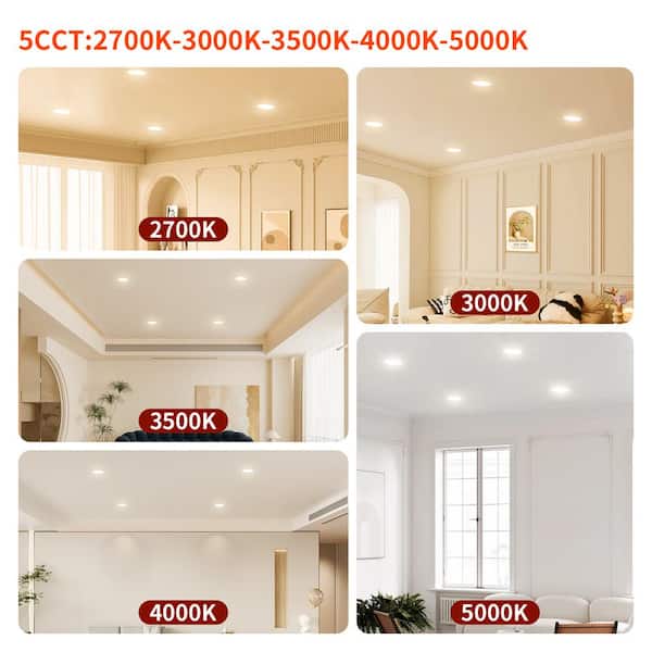 6 in. Canless Ultra-Thin 12-Watt Adjustable 5 CCT Remodel Integrated LED Recessed Light Kit (12-Pack)