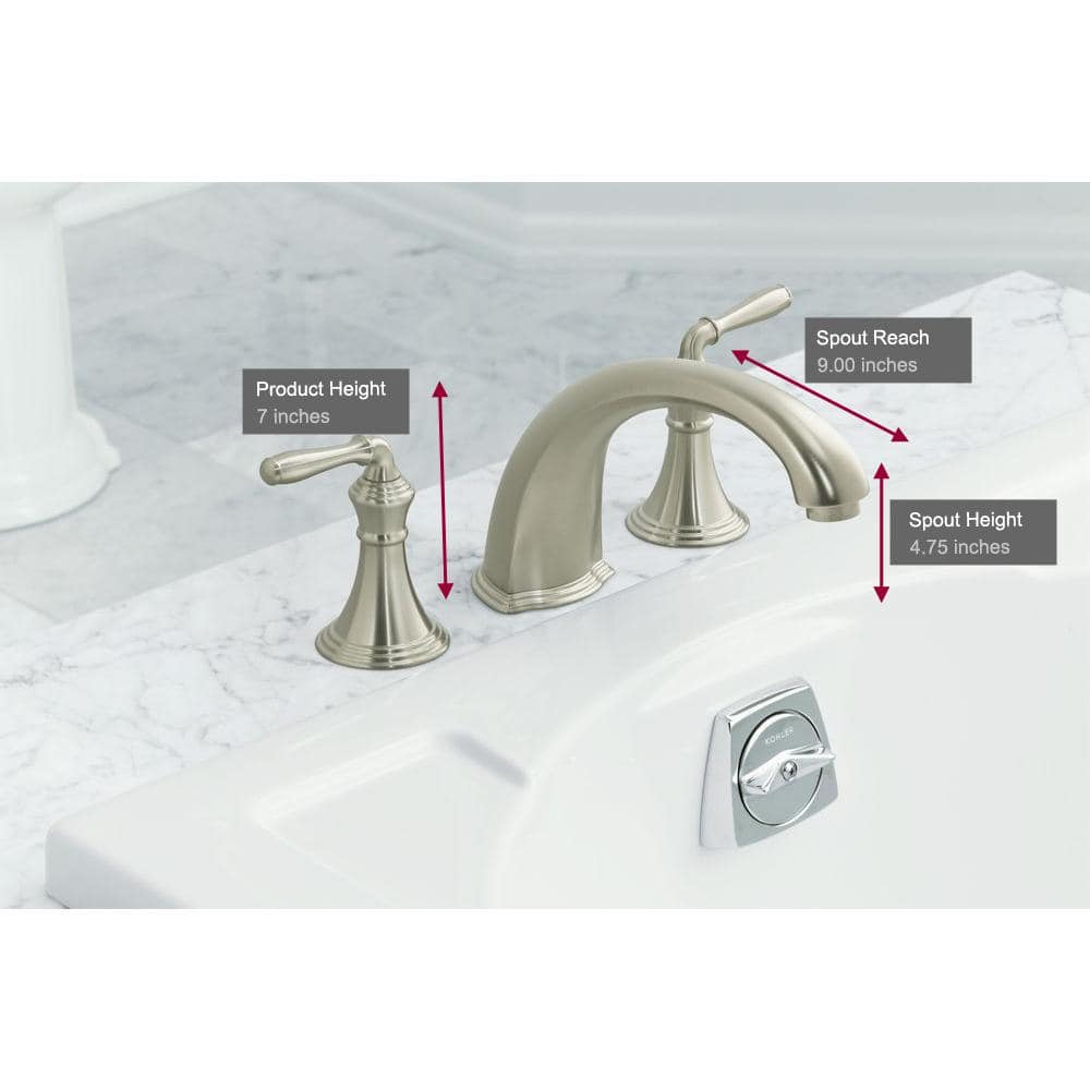 Devonshire Elegance Double Handle Vibrant Brushed Nickel Roman Tub Faucet