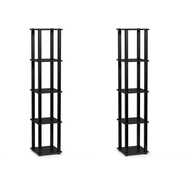 Unbranded 57.7 in. Black Turn-N-Tube 5-Tier Wooden Bedroom Corner Display Shelf (2-Pack)