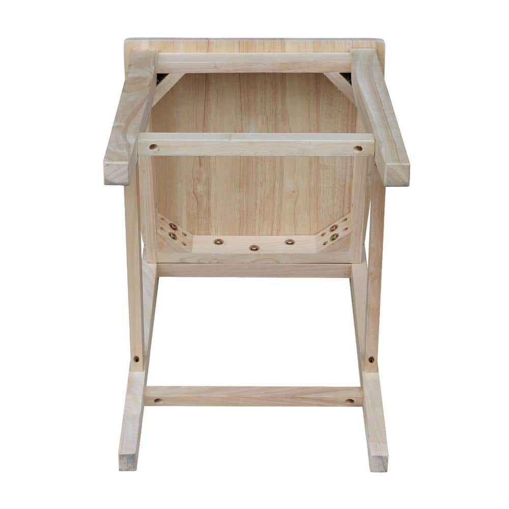 Coastal Farmhouse 24" Saddle Seat Solid Wood Stool in Natural Brown