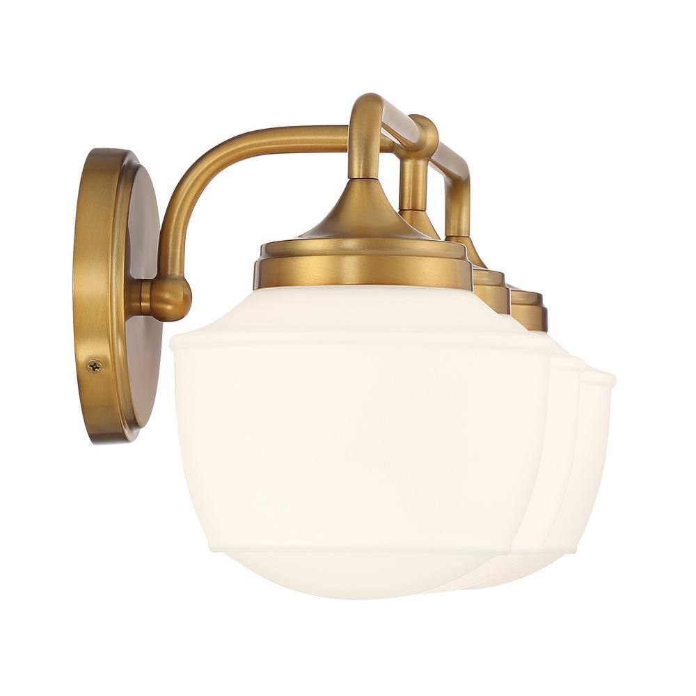Cornwell 23" Antique Brass Vanity Light with Opal Glass Shades