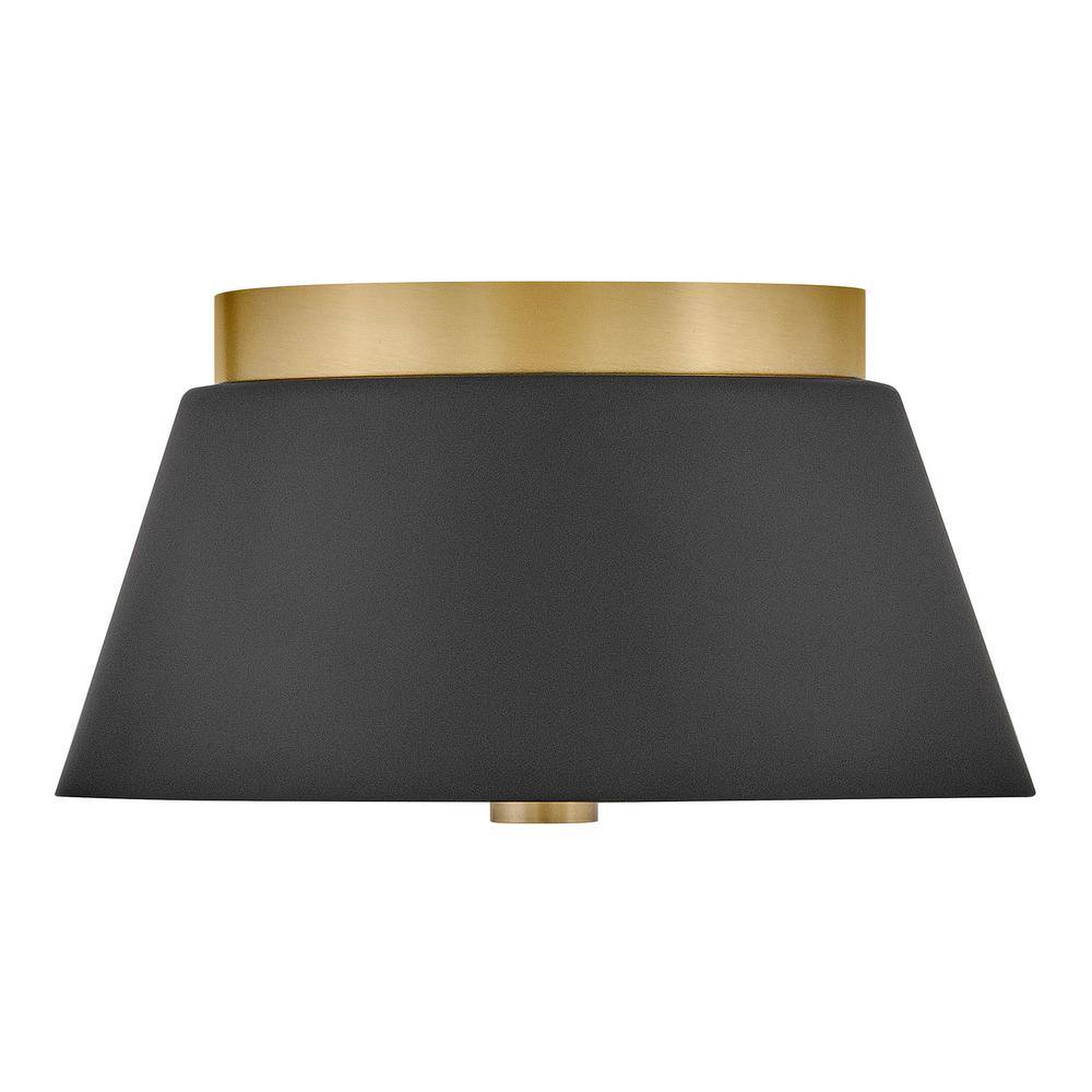 Black and Gold Etched Glass 2-Light Drum Flush Mount