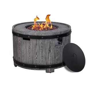 Sonama 50000 BTU Faux Wood Grain Gas Fire Pit Table Patio Table in Dark and Gray