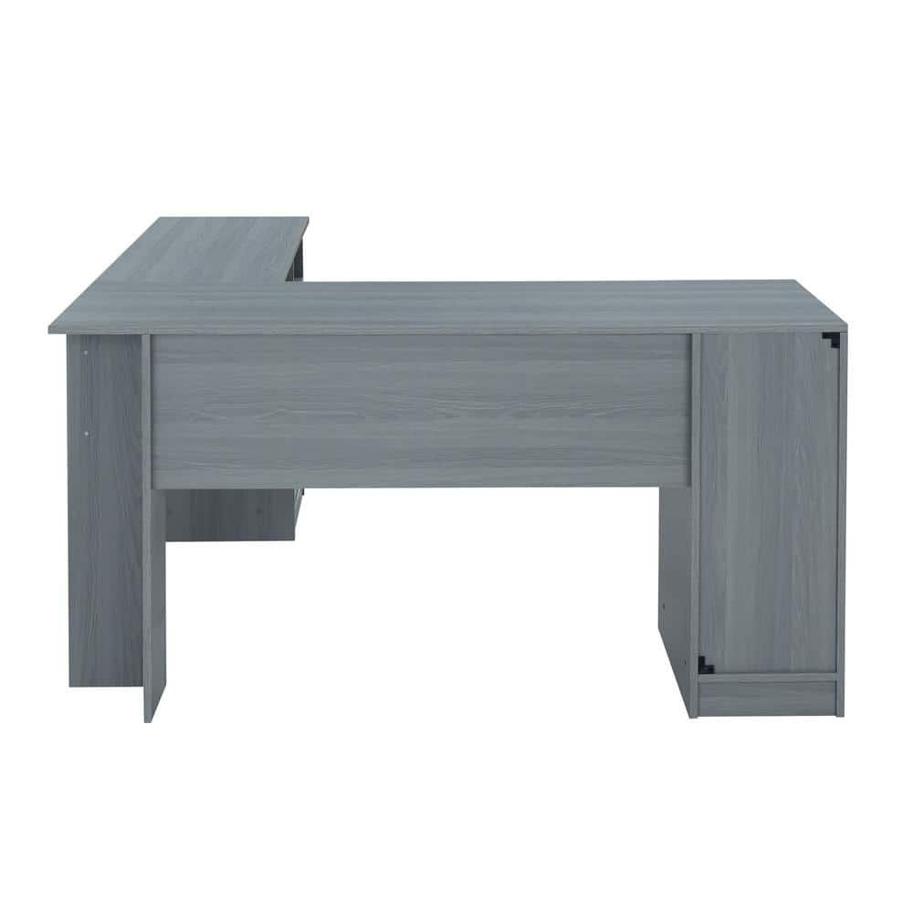 Ergonomic Gray L-Shaped Gaming Desk with Storage and Filing Cabinet
