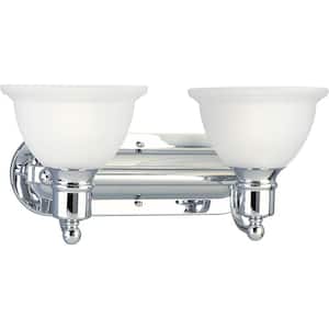 Madison Collection 2-Light Polished Chrome Etched Glass Traditional Bath Vanity Light