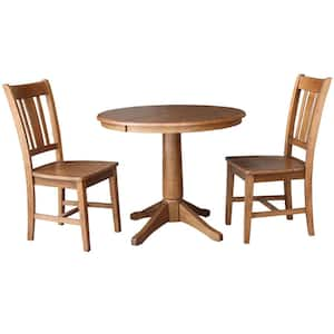 Distressed Oak 48 in. Oval Dining Table with 2-San Remo Side Chairs (3-Piece)