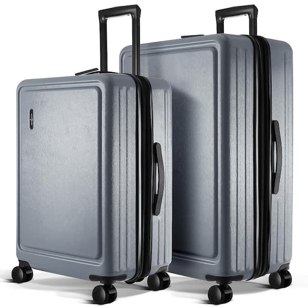 TRAVELARIM 2-Piece Gray 24 in.-28 in. Nested Hard Luggage Set Expandable Spinner Suitcase TSA Compliant