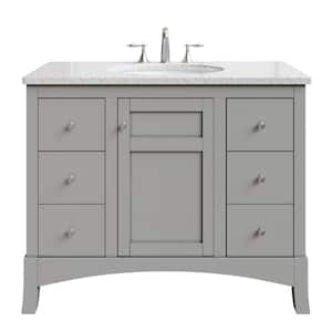 New Jersey 42 in. W x 22 in. D x 34 in. H Freestanding Single Sink Bath Vanity in Gray with White Carrara Marble Top