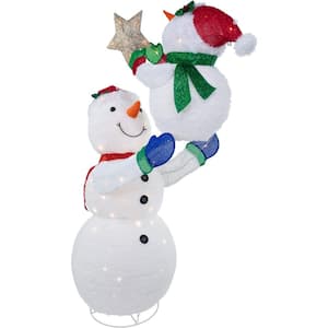 6-ft. Collapsible Christmas Snowman Decoration with LED Lighting and Tinsel Fabric for Indoor or Outdoor Use