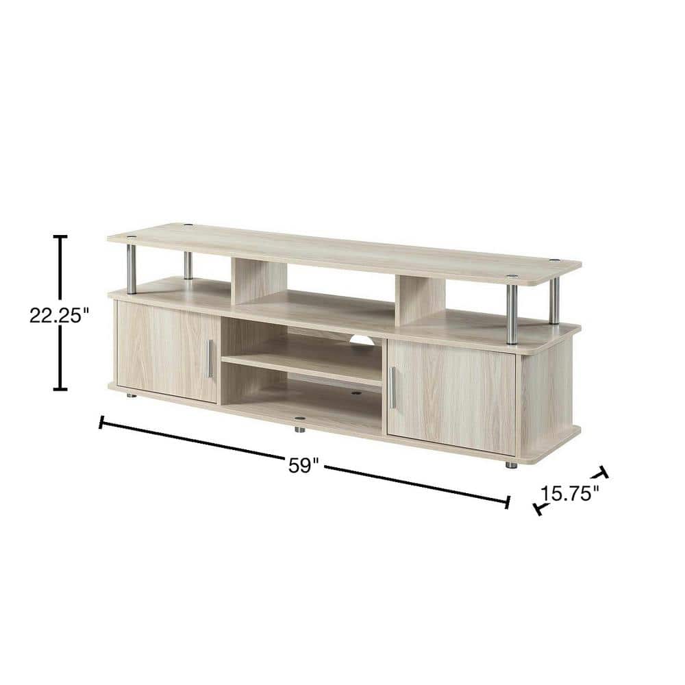 Elegant Ice White 59" TV Stand with Cabinet Storage