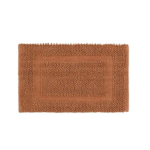 Jean Pierre NEW YORK Sophie Border Orange 27 in. x 45 in. Cotton Textured Bath Mat