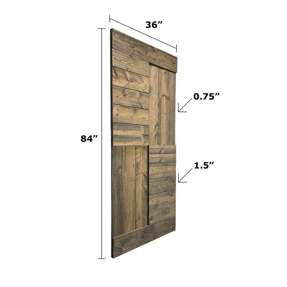 Aged Barrel Matte Black Solid Wood Sliding Barn Door Kit