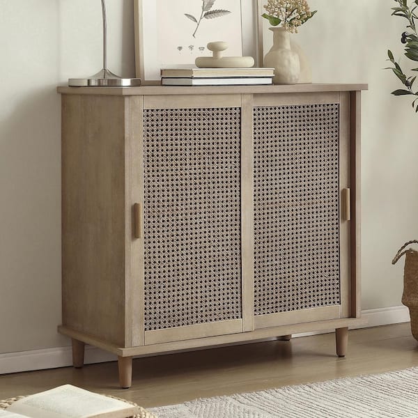 Art Leon Rustic Natural Wood Buffet Cabinet with Circle Surface Design