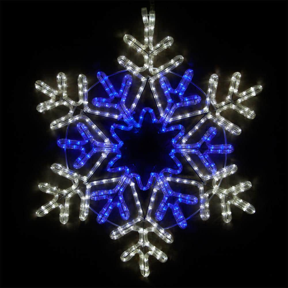 Wintergreen Lighting 24 in. 380-Light LED Warm White 40 Point Hanging Snowflake Decor