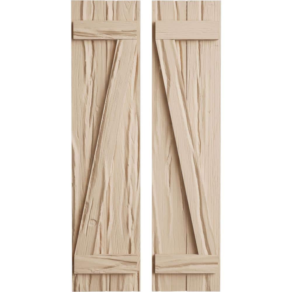 11 in. x 36 in. Timberthane Polyurethane 2-Board Joined Board-n-Batten Riverwood Faux Wood Shutters w/Z-Board Pair price history on PriceWatchPro