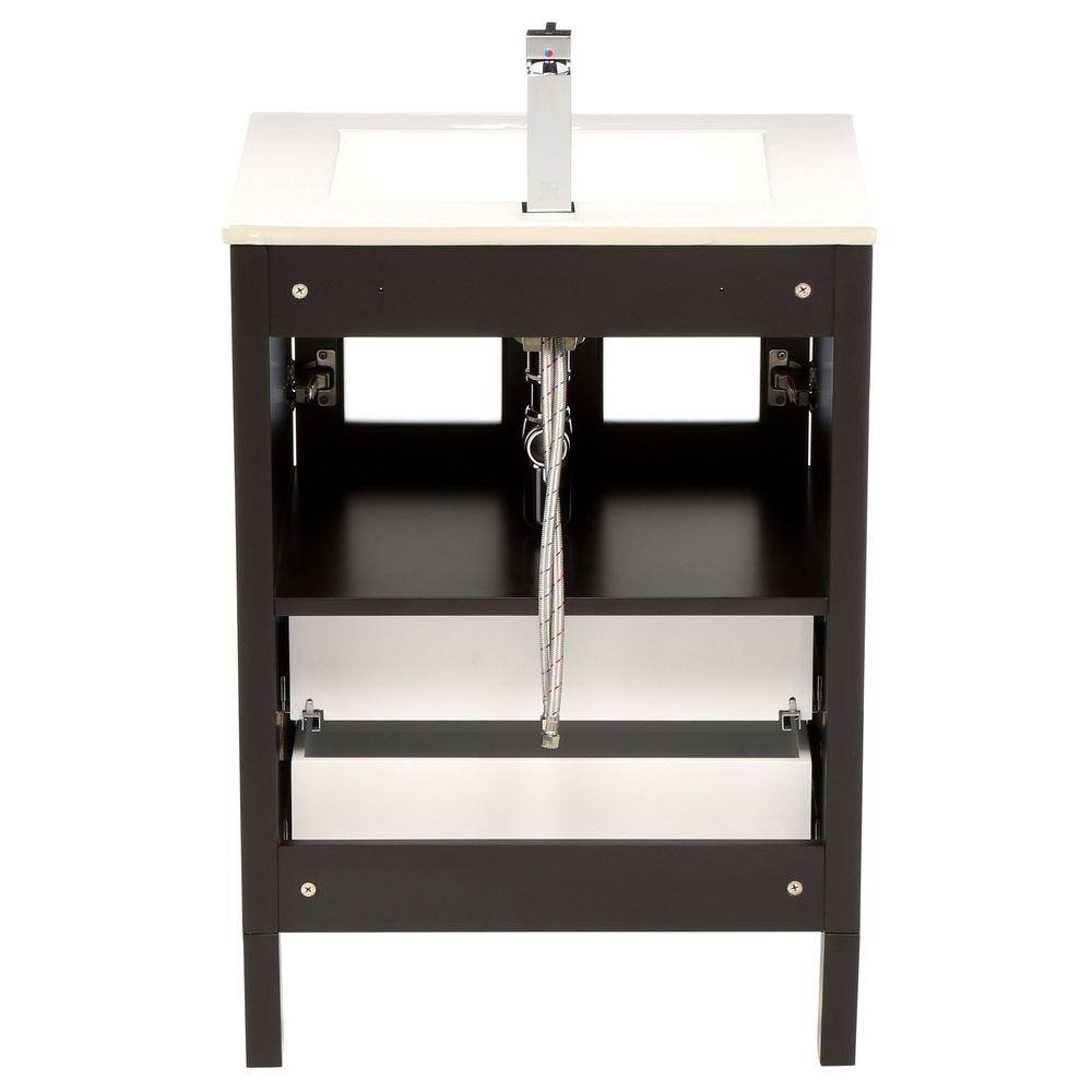 Espresso 24" Modern Free-Standing Bathroom Vanity Set with Ceramic Sink