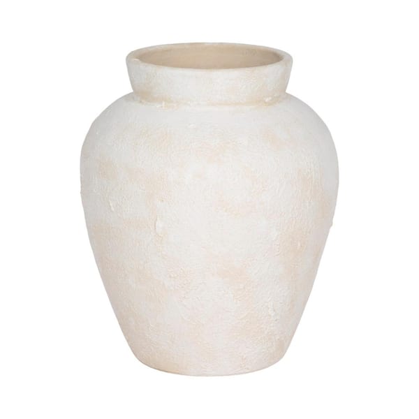 置物 Olivia Liv & Skye 11 in. Ivory Ceramic Round Decorative Vase 20749