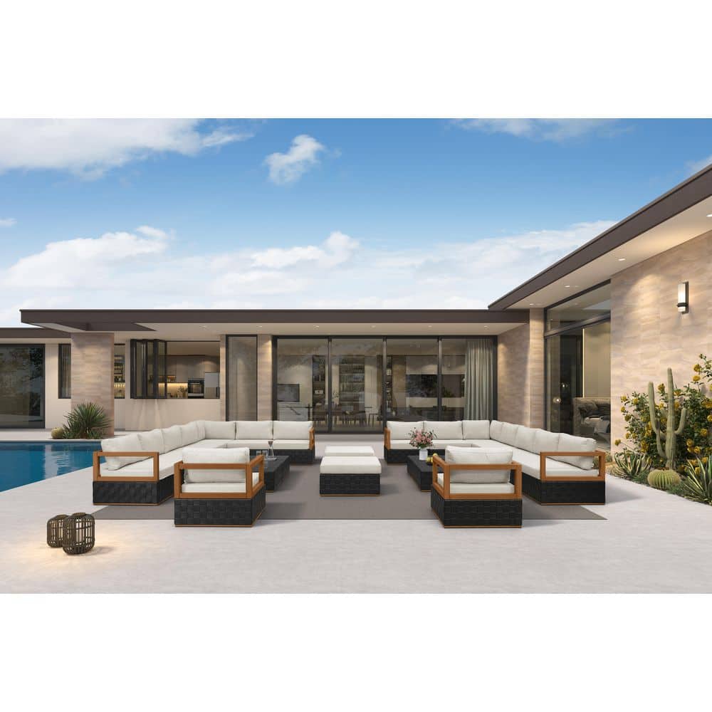 22 Pieces Patio Conversation Sets All Weather Outdoor Couch Sectional Set with Cushion Conversation Set Black price history on PriceWatchPro
