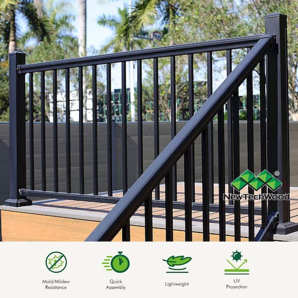 Allure 72 in. x 42 in. Black Aluminum Preassembled Railing Kit