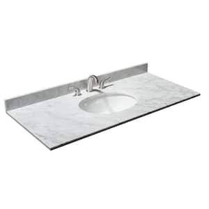 48 in. W x 22 in. D Marble Single Basin Vanity Top in White Carrara with White Basin