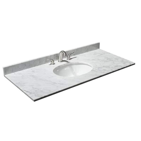 Wyndham Collection 48 in. W x 22 in. D Marble Single Basin Vanity Top in White Carrara with White Basin