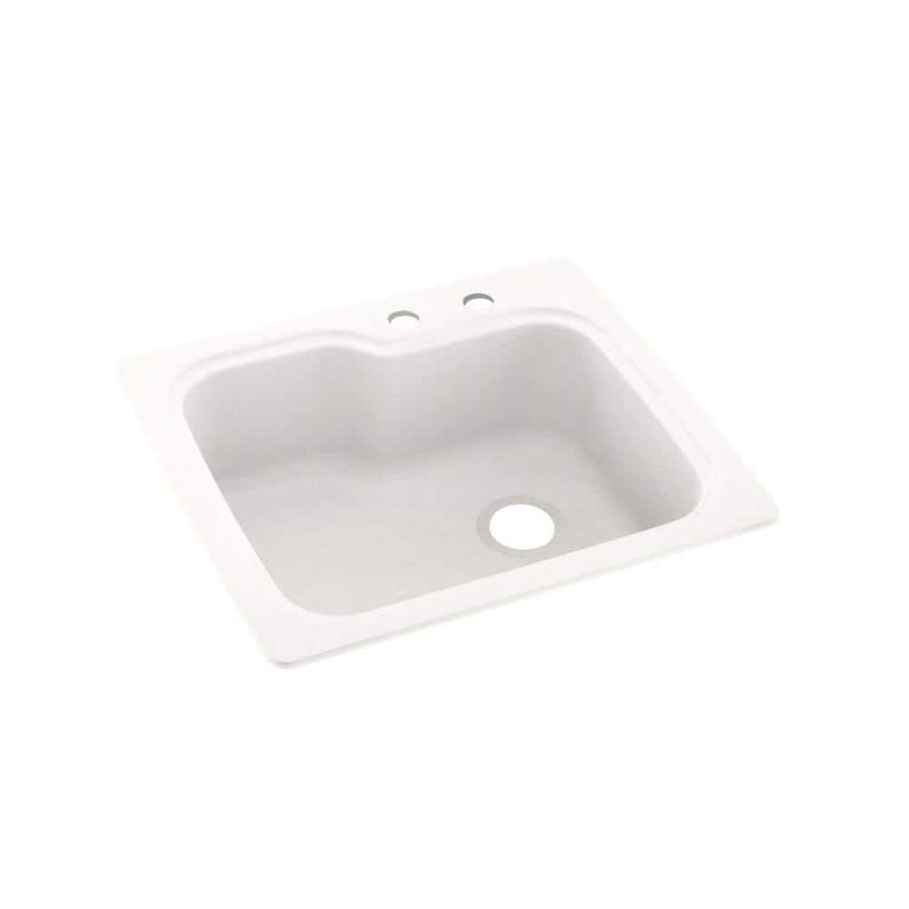 Swan Dual-Mount Solid Surface 25 in. x 22 in. 2-Hole Single Bowl Kitchen Sink in Tahiti Ivory -  718426070131