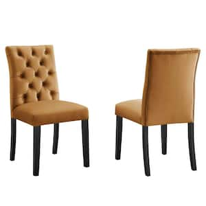 Duchess Cognac Performance Velvet Tufted Dining Side Chairs (Set of 2)